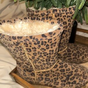 BearPaw Leopard Print Fur-Lined Boots